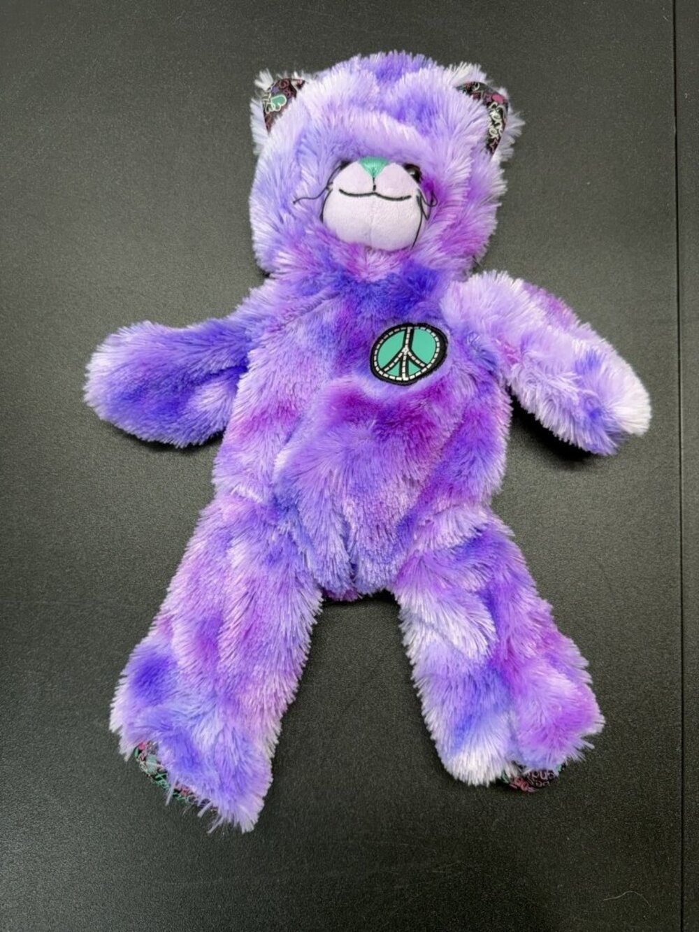 BAB Build A Bear 2011 Peace Friends Cat Purple Tie Dye 17" Long Unstuffed